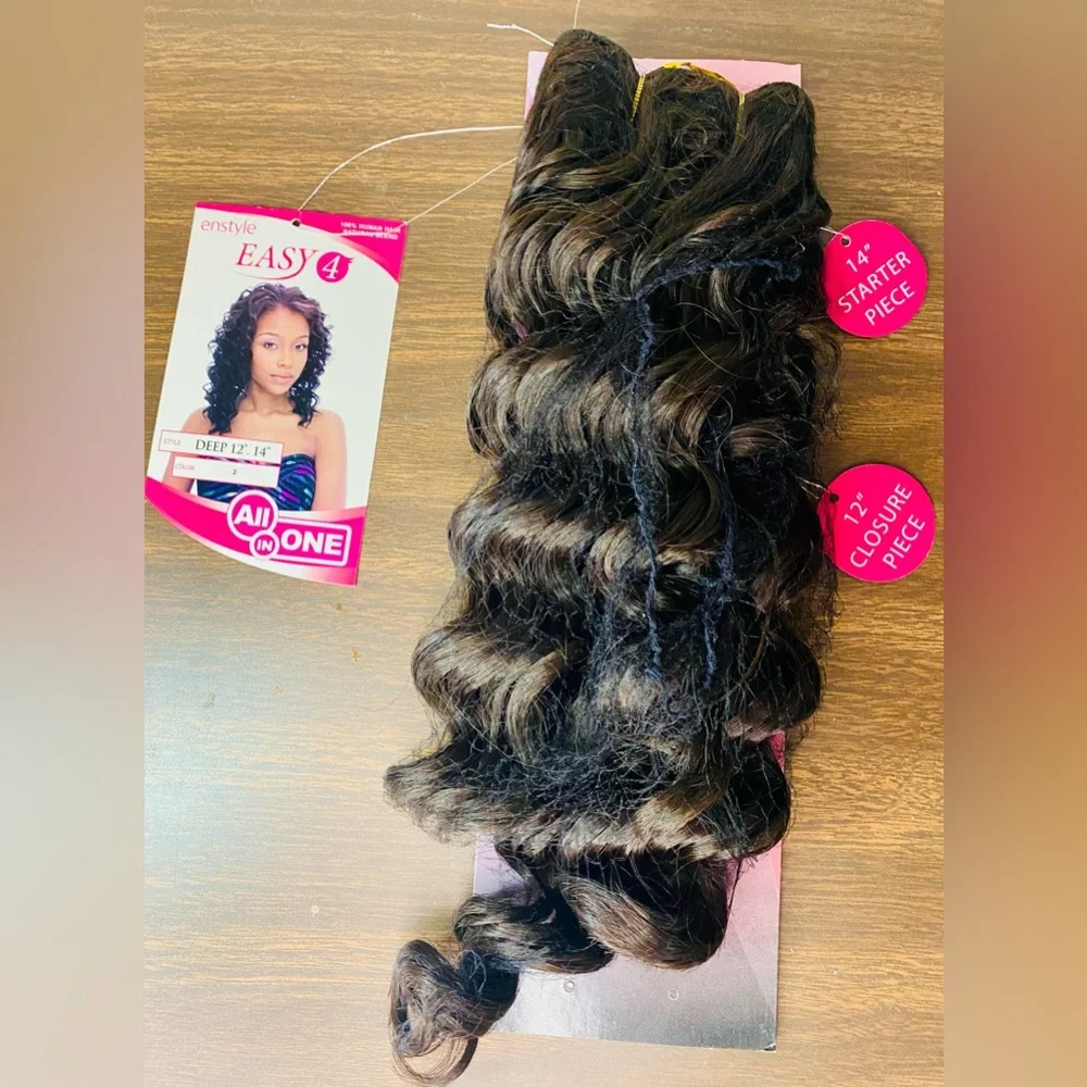 Enstyle Easy 4 All in One Human Hair Natural Blend Hair Deep Bundle Extensions - Picture 1 of 7